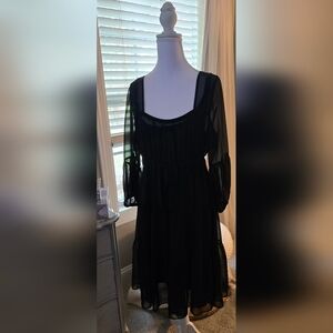 MSK Black Sheer Long Sleeve Dress